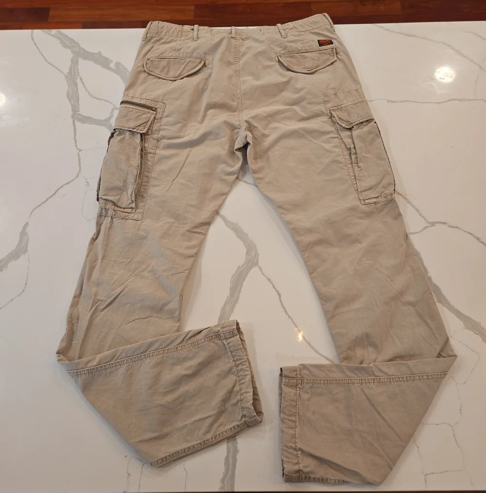 Superdry Cargo 04 Straight Leg Cotton Convertible Joggers Tan Size 34 Mens